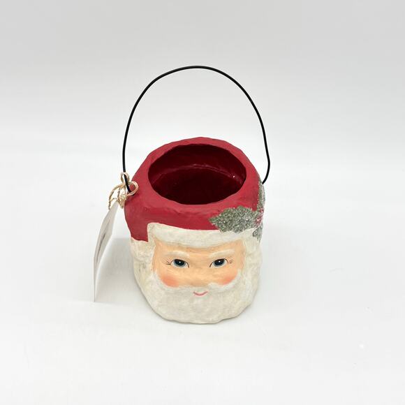 Bethany Lowe Holly Jolly Santa Head Bucket Small Retro Christmas Decor NEW - Picture 5 of 7